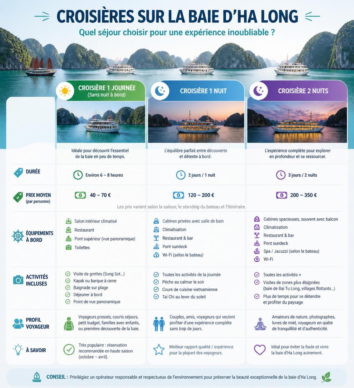découvrez nos conseils pour choisir votre croisière dans la baie d'ha long en toute sécurité et éviter les arnaques. profitez d'une expérience inoubliable dans ce site naturel exceptionnel.