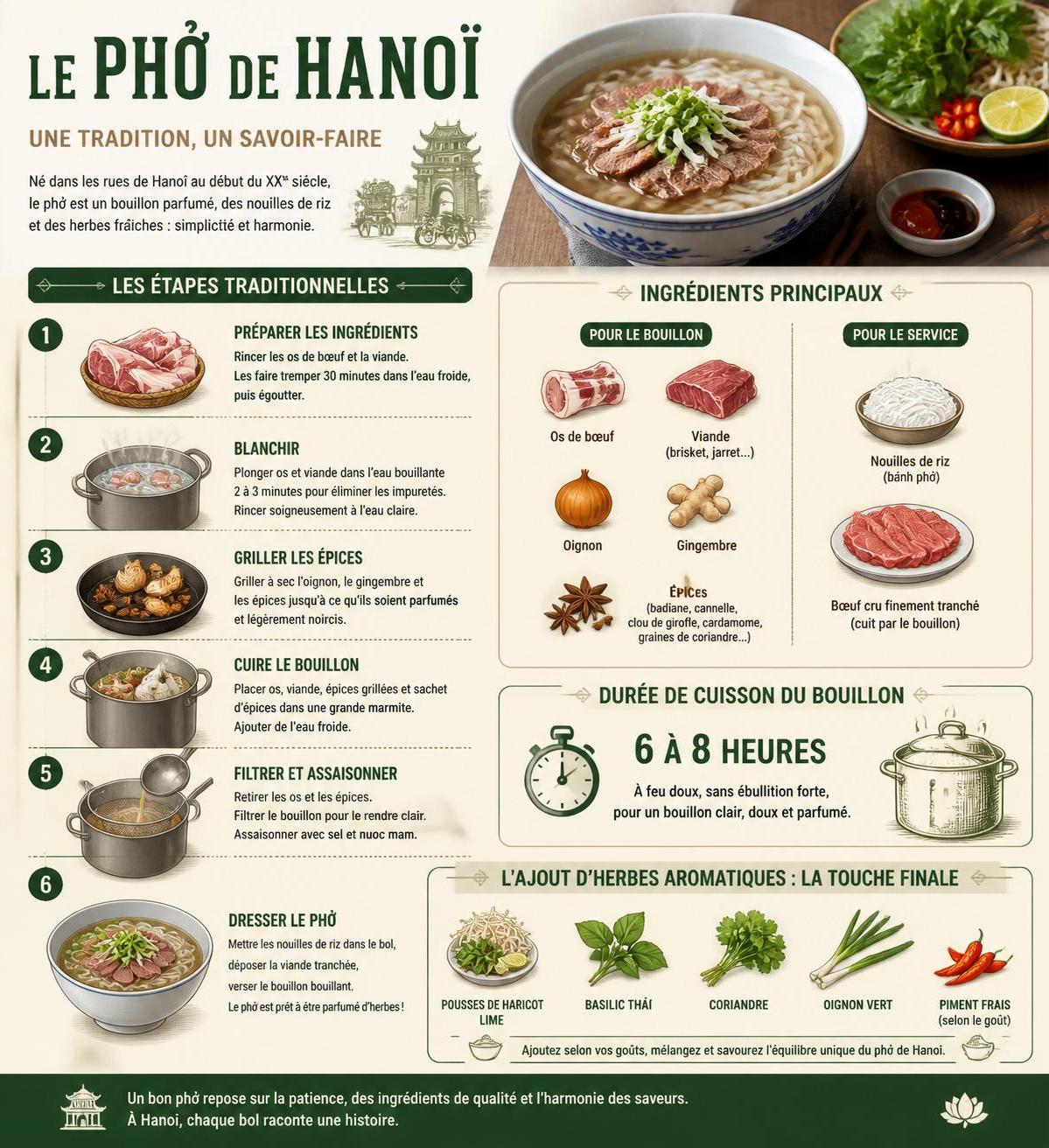 découvrez l'histoire du phở, ses saveurs authentiques et retrouvez les meilleures adresses pour déguster ce plat traditionnel vietnamien à hanoi.