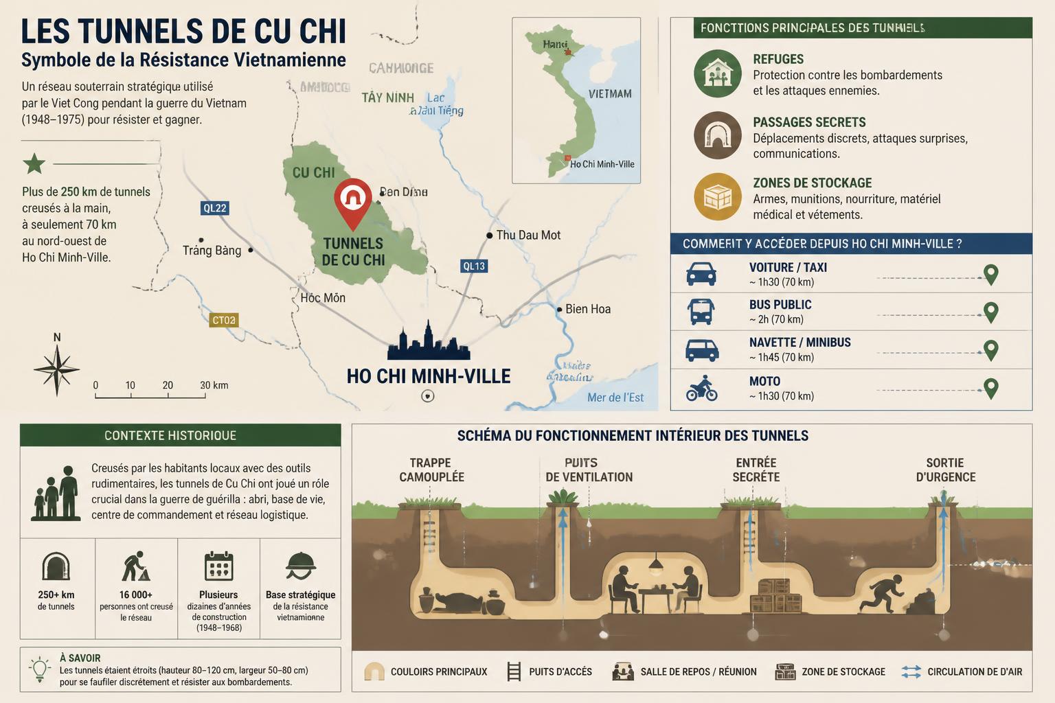 explorez les tunnels de cu chi et découvrez l'ingéniosité de la résistance vietnamienne pendant la guerre, un site historique fascinant à ne pas manquer.