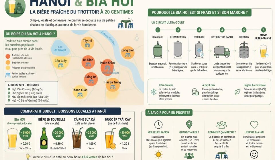 découvrez bia hơi, la bière fraîche à 20 centimes, et plongez dans la culture authentique des terrasses de trottoir à hanoï, un rendez-vous incontournable pour vivre l'ambiance locale.