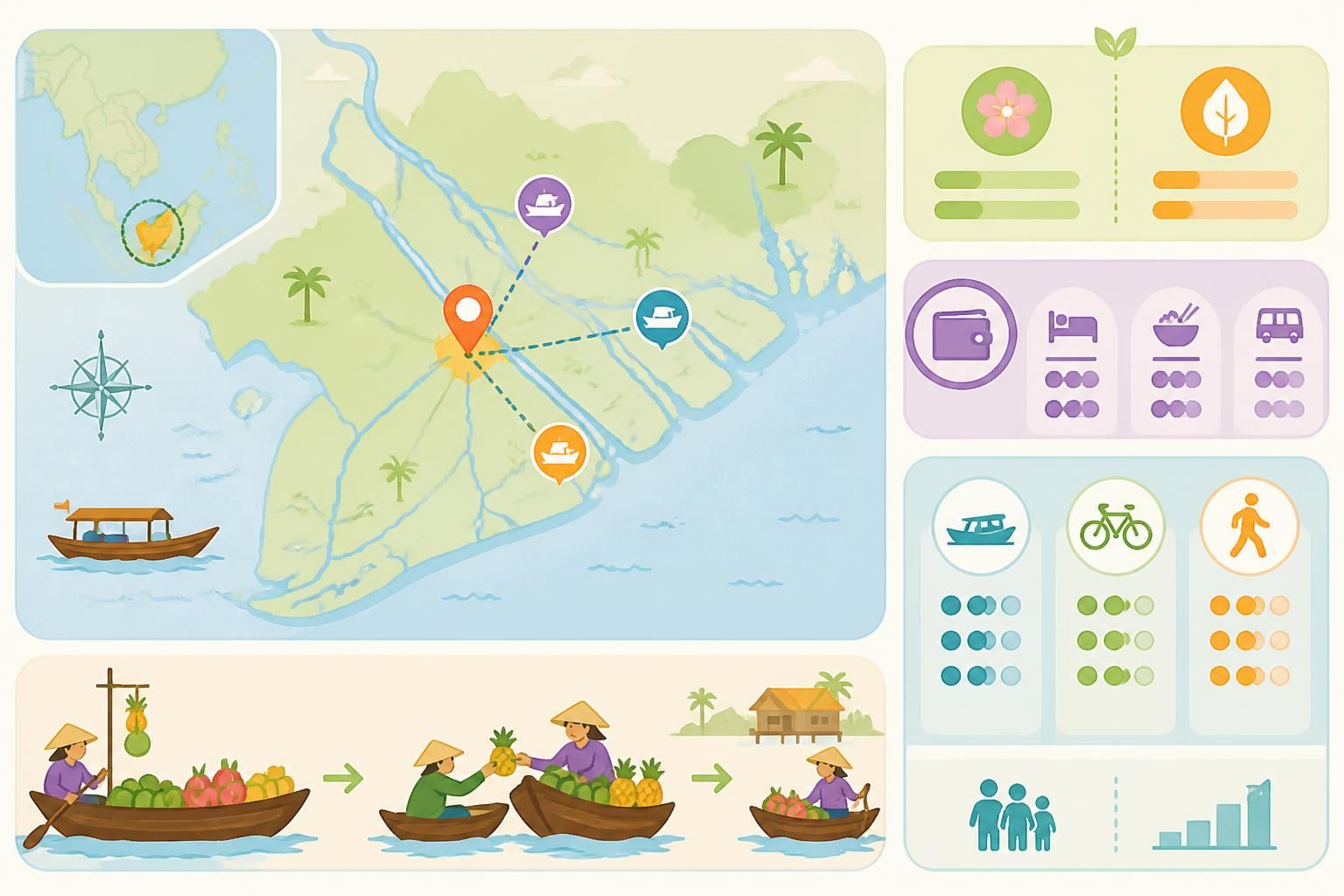 découvrez can tho et ses célèbres marchés flottants lors d'une journée immersive au cœur du mékong, entre traditions locales, paysages pittoresques et culture authentique.