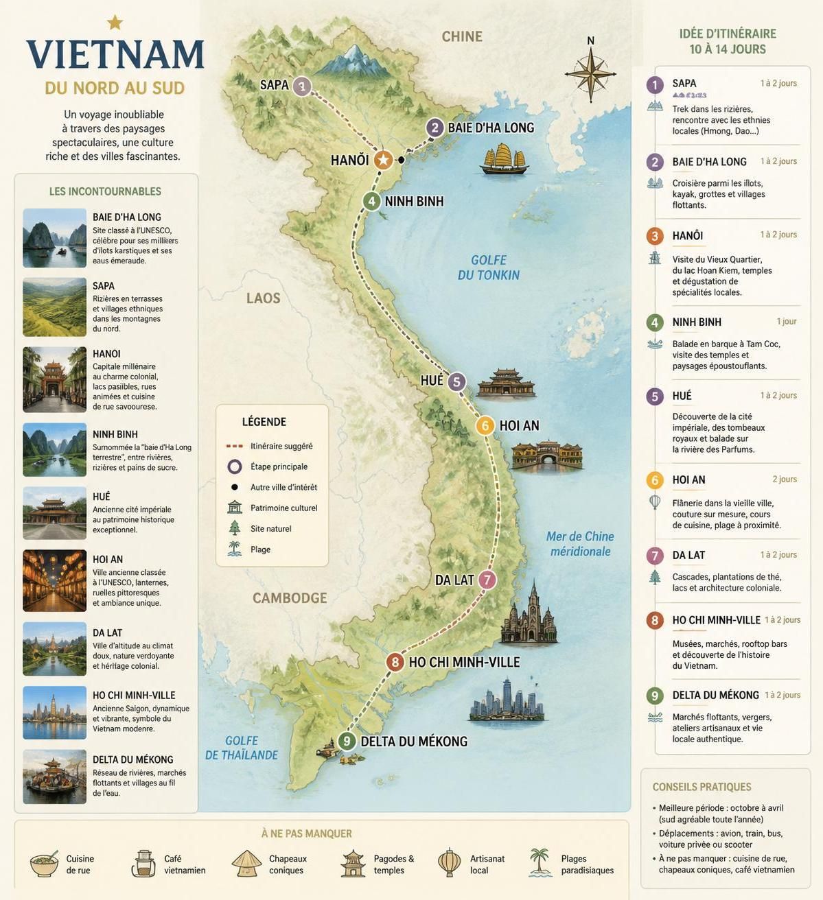 dĂ©couvrez notre sĂ©lection incontournable des meilleures expĂ©riences Ă ne pas manquer lors de votre voyage au vietnam. plongez au cĆur de la culture, des paysages et des aventures uniques de ce pays fascinant.