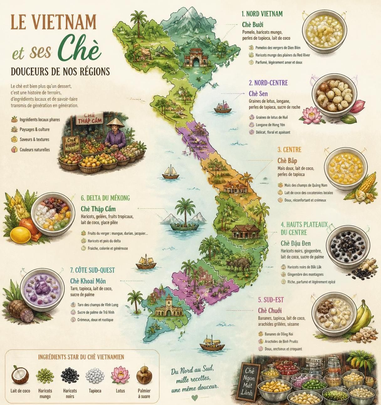 découvrez le chè, les délicieux desserts sucrés vietnamiens à base de haricots, gelée et lait de coco, pour une explosion de saveurs exotiques et gourmandes.