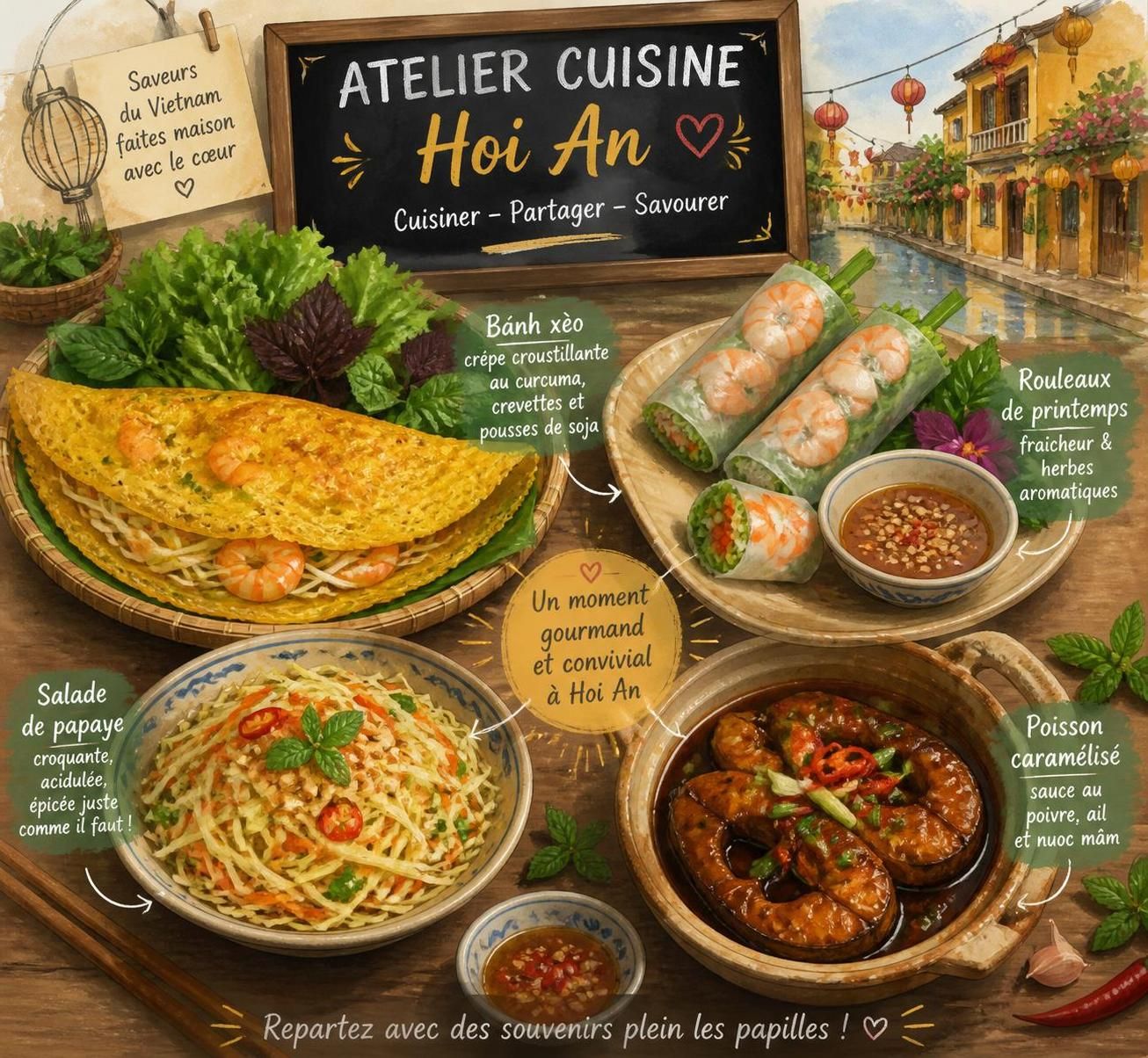 découvrez les saveurs authentiques du vietnam grâce à un cours de cuisine à hoi an, une expérience unique et incontournable pour tous les passionnés de gastronomie.