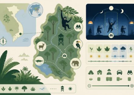 Jungle de Cat Tien : une nuit dans la forêt pour observer les gibbons vivez une nuit inoubliable dans la jungle de cat tien et observez les gibbons dans leur habitat naturel. une expérience unique au cœur de la forêt vietnamienne.
