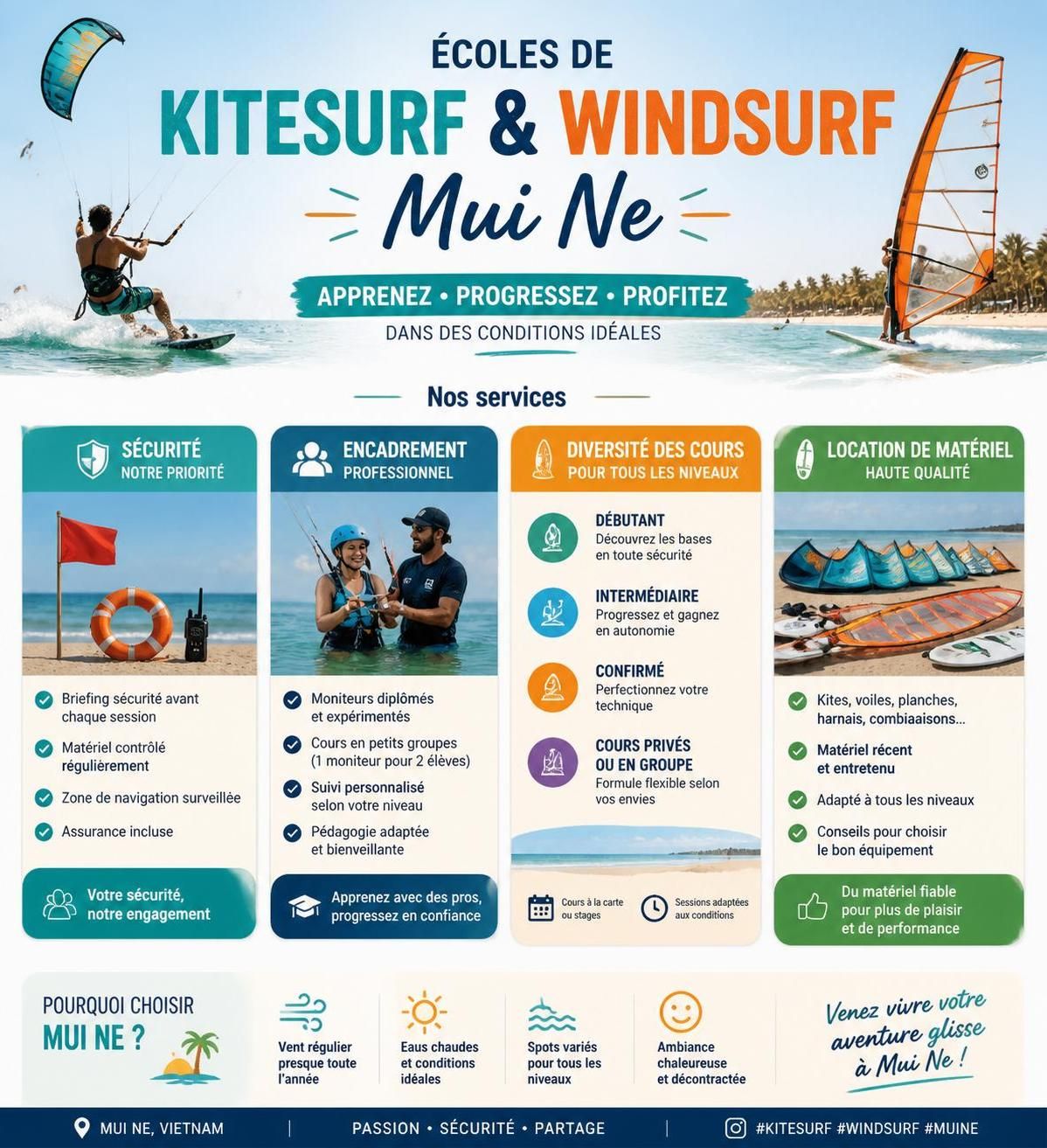 découvrez les meilleures conditions pour le kitesurf et le windsurf à mui ne, trouvez des opérateurs fiables et renseignez-vous sur la meilleure saison pour profiter pleinement de ces sports nautiques.