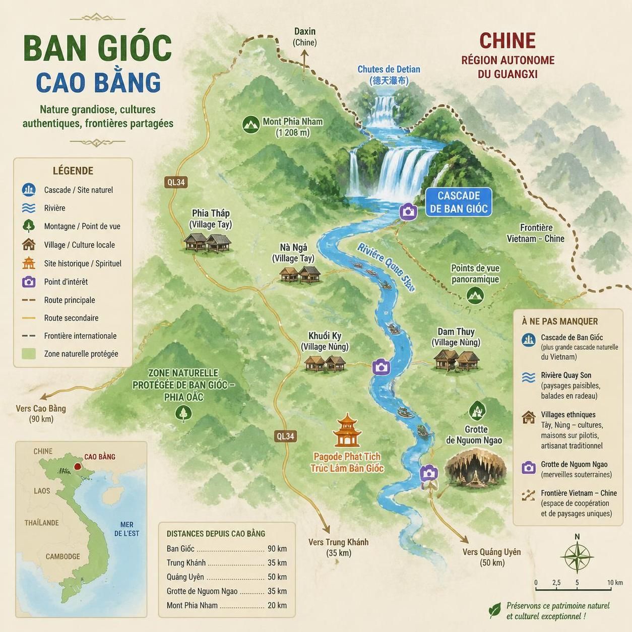 découvrez la spectaculaire cascade de ban gioc à cao bang, une merveille naturelle située à la frontiÚre vietnamienne, offrant des paysages à couper le souffle au bout du bout du vietnam.