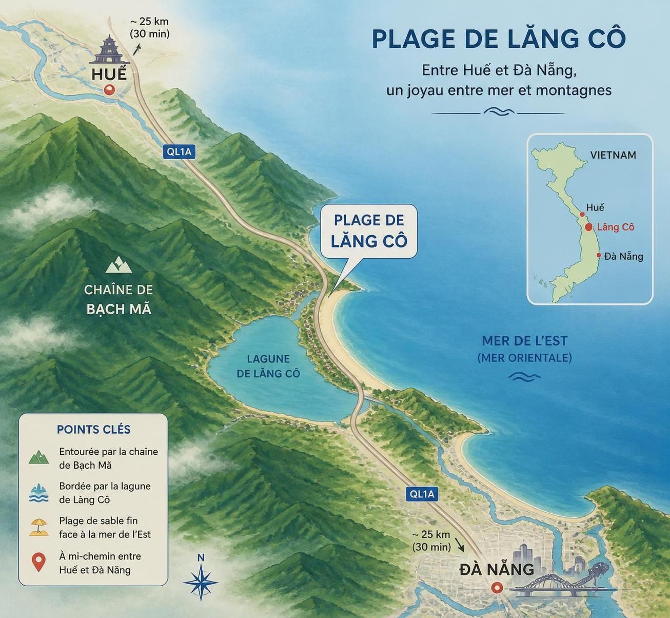 découvrez lăng cô, la plage secrète entre huế et đà nẵng, un joyau méconnu que la plupart des voyageurs ignorent. profitez d'un cadre paradisiaque loin de la foule.
