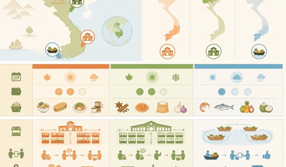 découvrez les marchés alimentaires emblématiques du vietnam : bến thành à ho chi minh-ville, đồng xuân à hanoï, et les fascinants marchés flottants du delta du mékong, pour une expérience culinaire authentique et colorée.