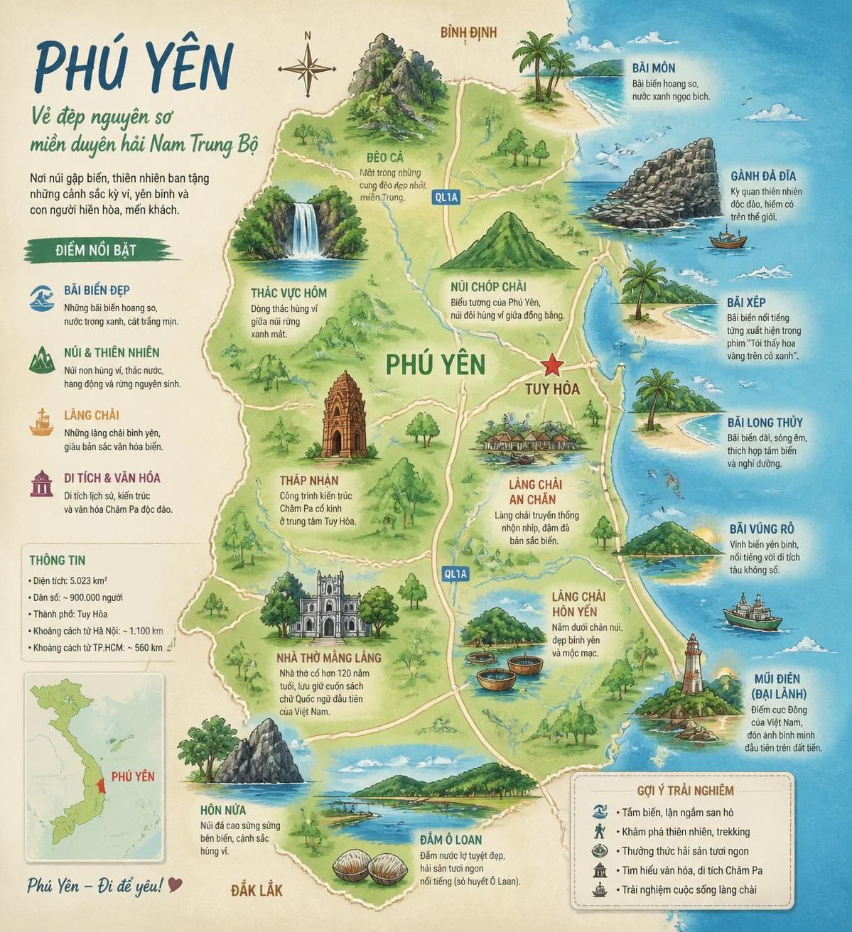 découvrez phú yên, la province préservée de la côte centrale du vietnam, avec ses sites incontournables comme tuy hoa et đá nhảy, offrant une beauté naturelle intacte loin des foules touristiques.