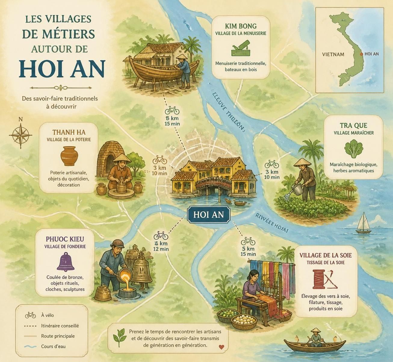 découvrez les villages de métiers autour de hoi an, où la laque, la fabrication de lanternes et la couture révèlent le savoir-faire des artisans de l'ombre, gardiens des traditions vietnamiennes.