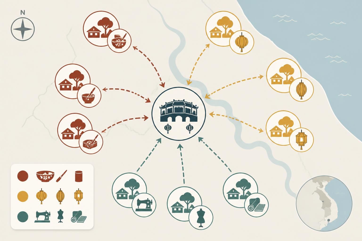 découvrez les villages de métiers autour de hoi an où la laque, les lanternes et la couture révèlent le savoir-faire unique des artisans de l'ombre.