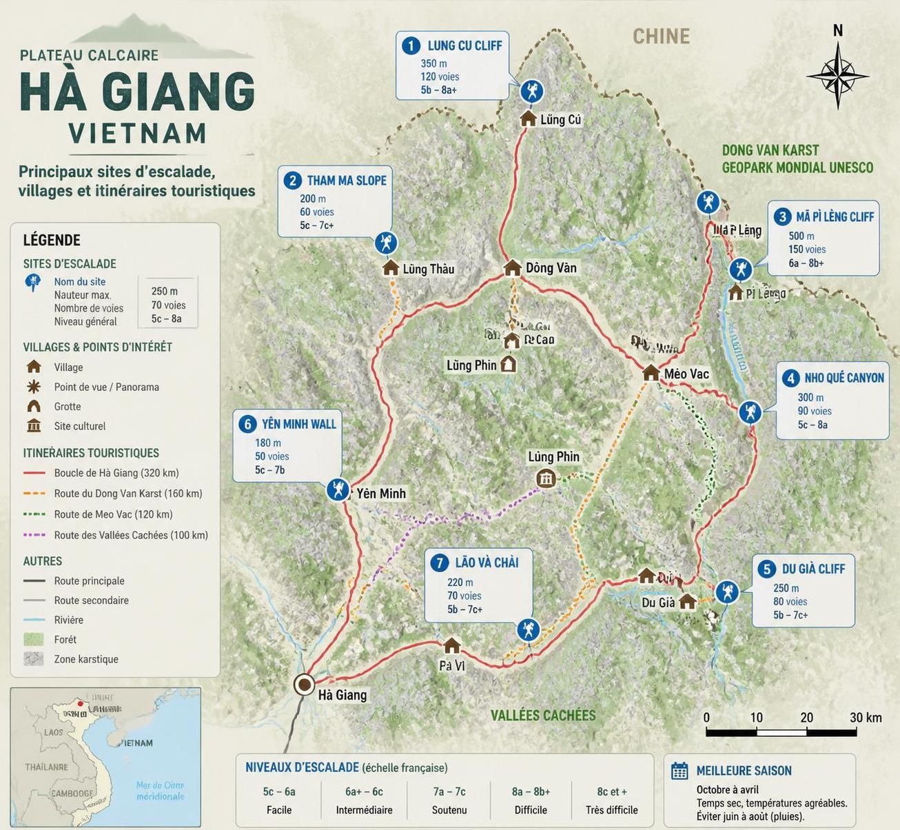 découvrez l'escalade à hà giang, où les impressionnantes parois calcaires attirent les passionnés de grimpe de toute l'asie du sud-est pour une aventure unique en pleine nature.