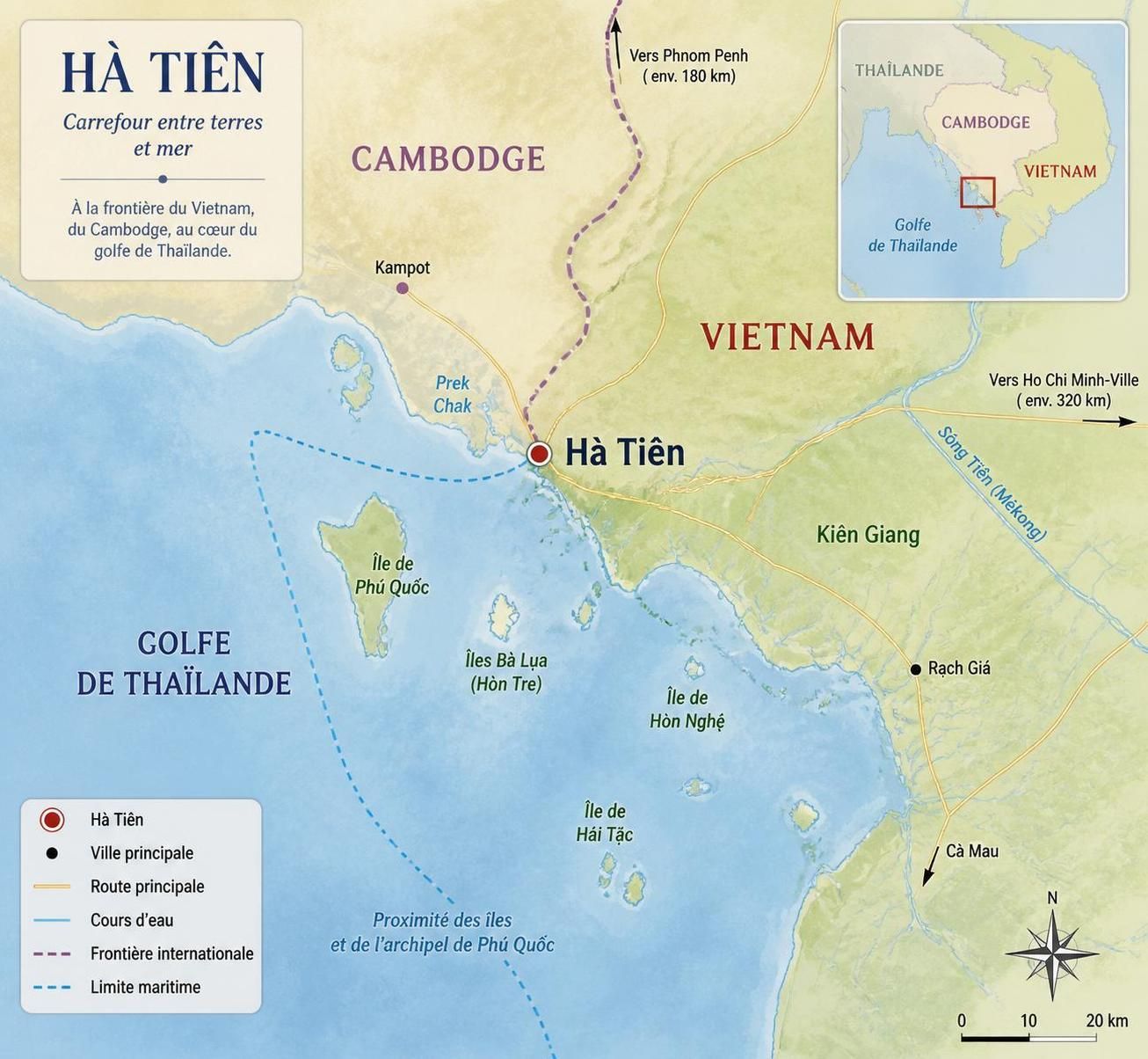 découvrez hà tiên, une destination unique au bout du vietnam où se mêlent îles paradisiaques et temples bouddhiques, à deux pas du cambodge.
