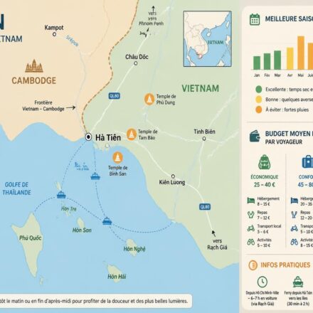 Hà Tiên : au bout du Vietnam, les îles et les temples bouddhiques qui touchent le Cambodge découvrez hà tiên, au bout du vietnam, où se mêlent îles paradisiaques et temples bouddhiques chargés d'histoire, à la frontière avec le cambodge.