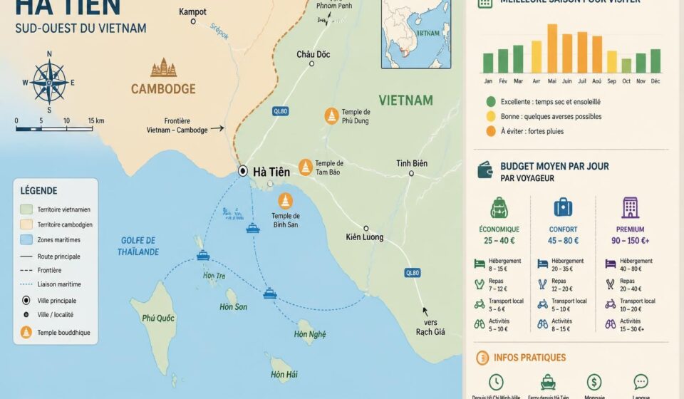 découvrez hà tiên, au bout du vietnam, où se mêlent îles paradisiaques et temples bouddhiques chargés d'histoire, à la frontière avec le cambodge.