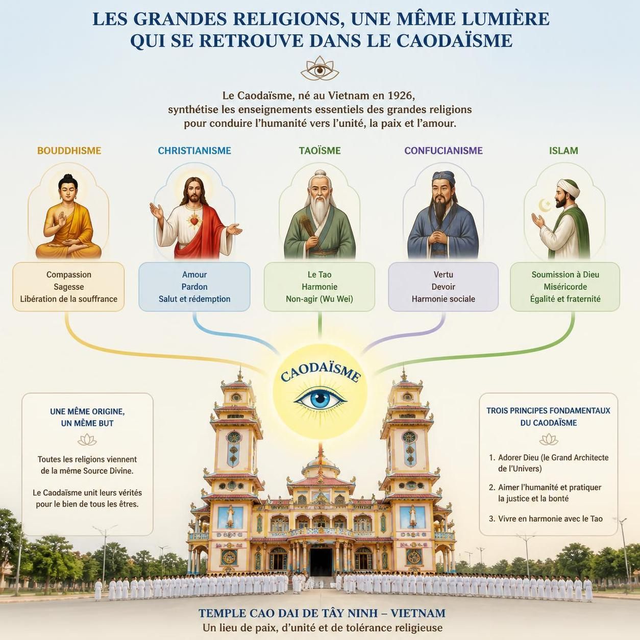 découvrez le caodaïsme à tây ninh, une religion unique vietnamienne, et plongez dans ses cérémonies spectaculaires alliant traditions, spiritualité et culture locale.