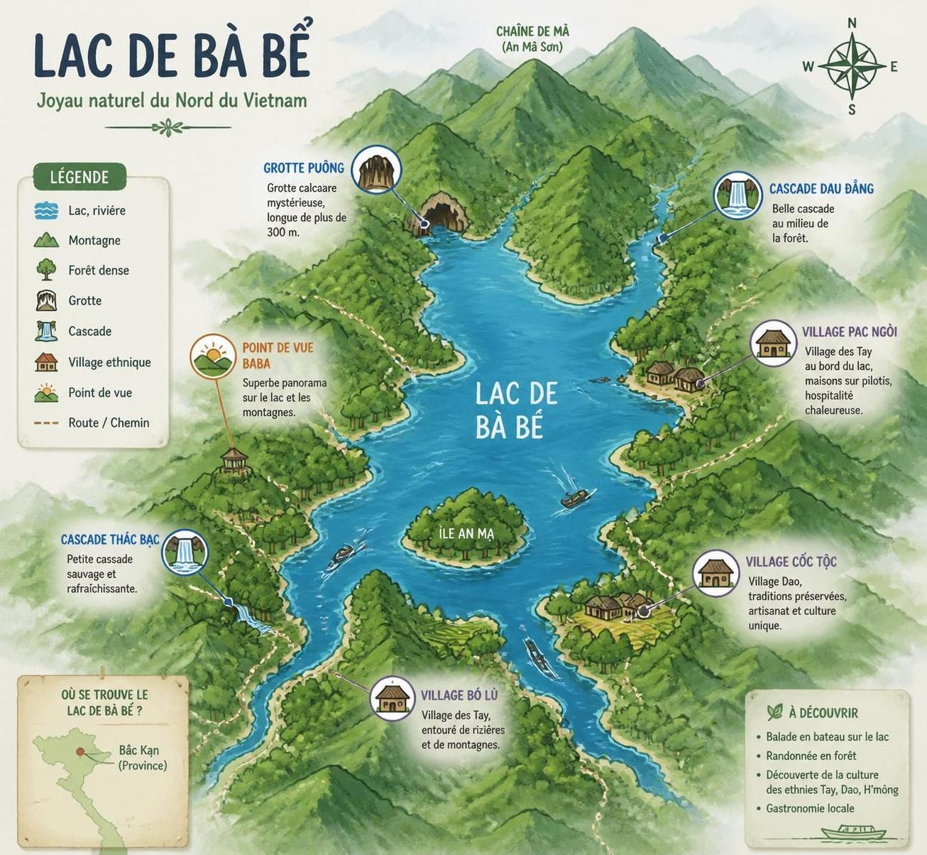 dĂ©couvrez le lac de bĂ bá», une expĂ©rience unique de nuit sur l'eau au cĆur des forĂȘts du nord, entre montagnes majestueuses et lĂ©gendes envoĂ»tantes.
