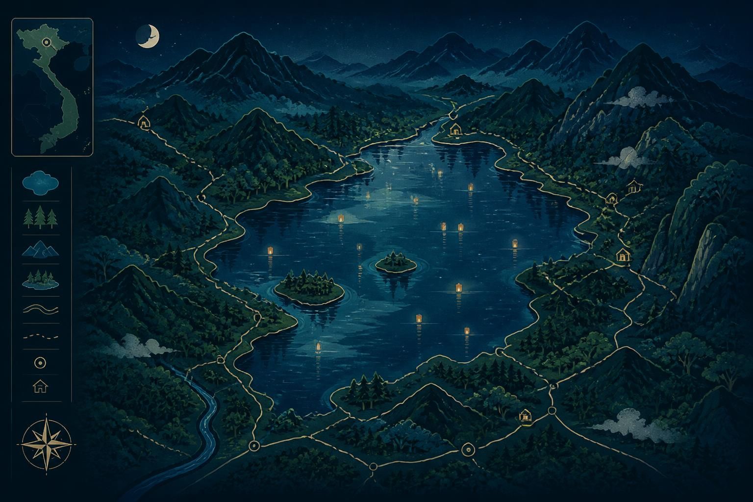 découvrez la magie du lac de bà bể : vivez une nuit inoubliable sur l'eau, entouré par les forêts mystérieuses du nord, entre montagnes majestueuses et légendes envoûtantes.