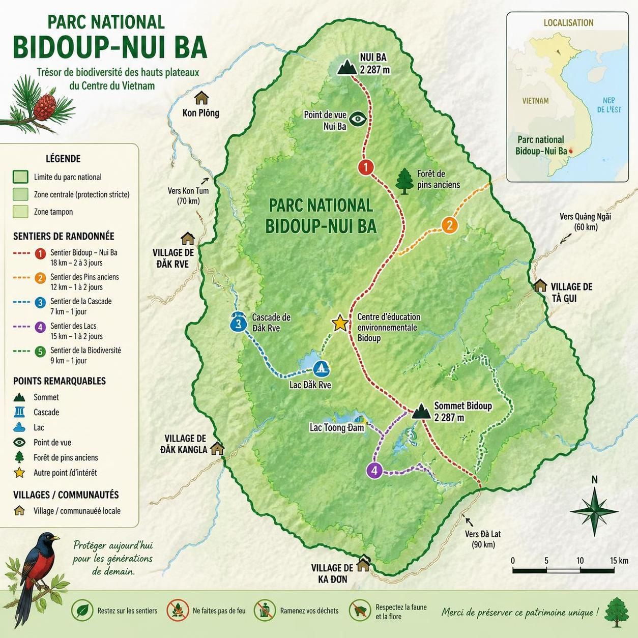 découvrez le parc national de bidoup-nui bà, un trésor naturel des hautes terres au-dessus de đà lạt, célèbre pour ses forêts secrètes, sa biodiversité exceptionnelle et ses paysages à couper le souffle.