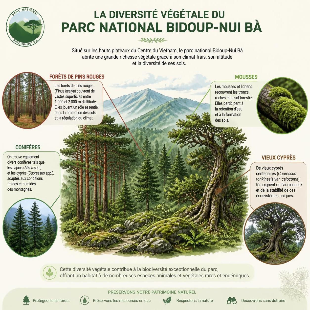 découvrez le parc national de bidoup-nui bà, un refuge naturel aux forêts secrètes nichées dans les hautes terres au-dessus de đà lạt, idéal pour les amateurs de nature et d'aventure.