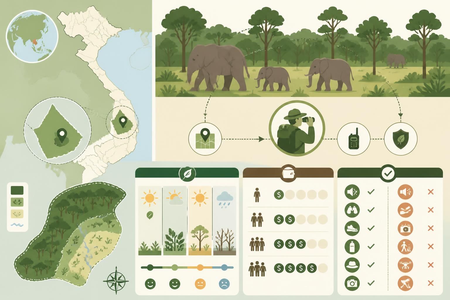 découvrez le parc national de yok đôn à đắk lắk, un havre naturel unique où vous pouvez observer les éléphants en semi-liberté au cœur de leur forêt préservée.