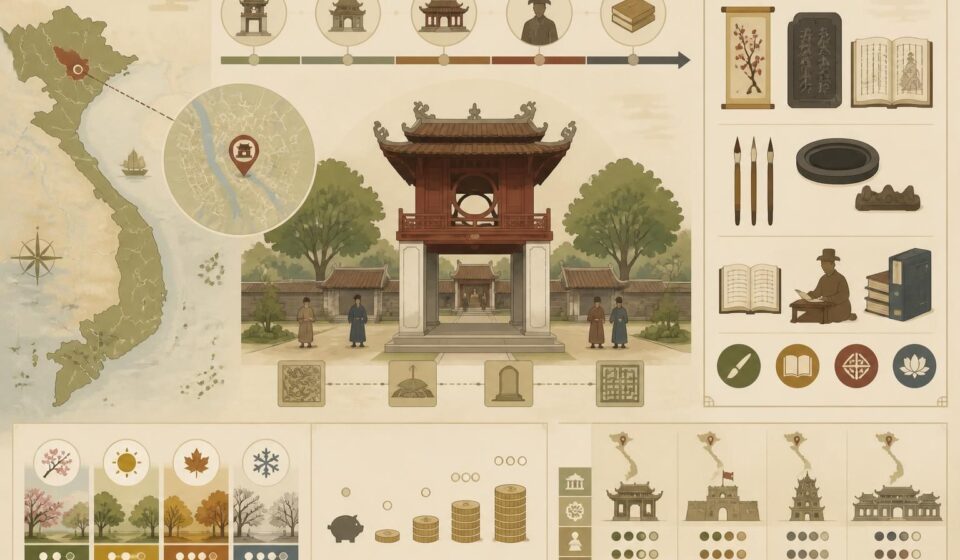 découvrez le temple de la littérature văn miếu à hanoï, un site historique emblématique célébrant mille ans de tradition mandarine et de culture lettrée vietnamienne.