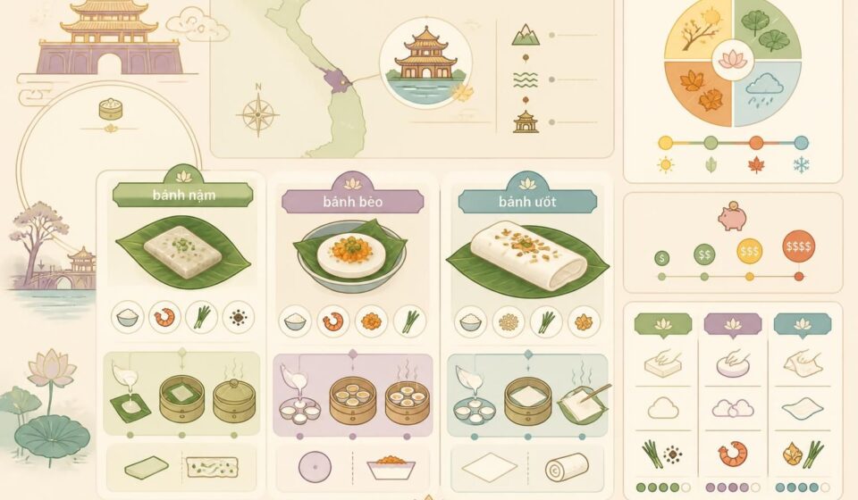 découvrez les bouchées vapeur de huế comme le bánh nặm, bánh bèo et bánh ướt, symboles de la cuisine délicate de la cour impériale vietnamienne.