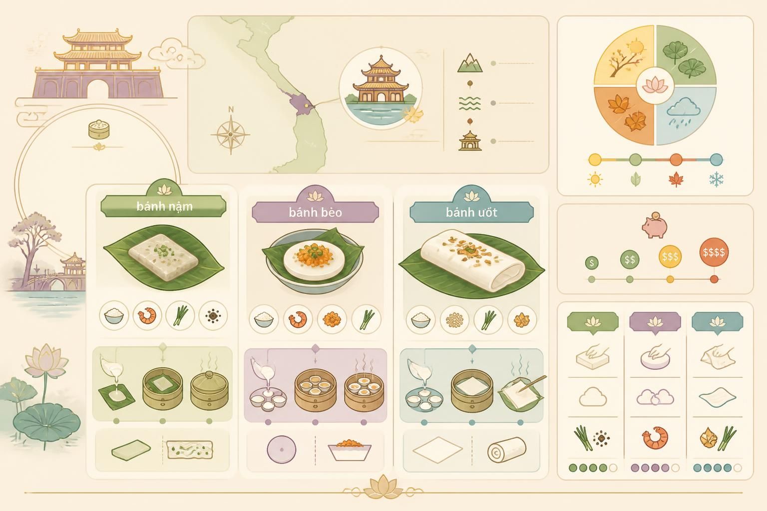 découvrez les bouchées vapeur de huế comme le bánh nặm, bánh bèo et bánh ướt, symboles de la cuisine délicate de la cour impériale vietnamienne.