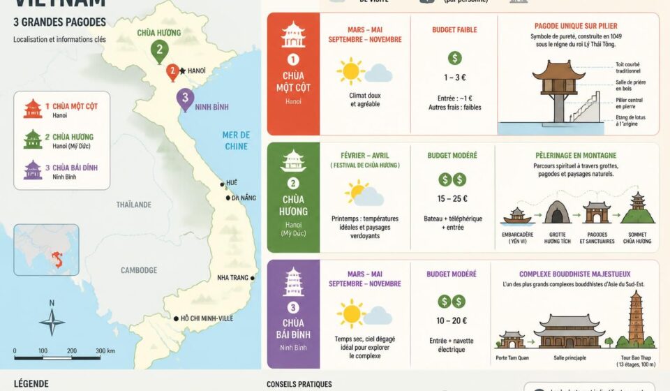 découvrez les grandes pagodes du vietnam, dont chùa một cột, chùa hương et chùa bái đính, et plongez dans leurs histoires fascinantes et leur richesse culturelle.