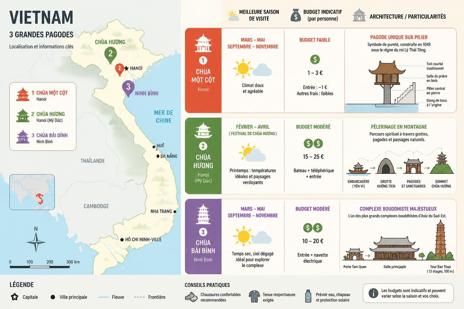 découvrez les grandes pagodes du vietnam, dont chùa một cột, chùa hương et chùa bái đính, et plongez dans leurs histoires fascinantes et leur richesse culturelle.