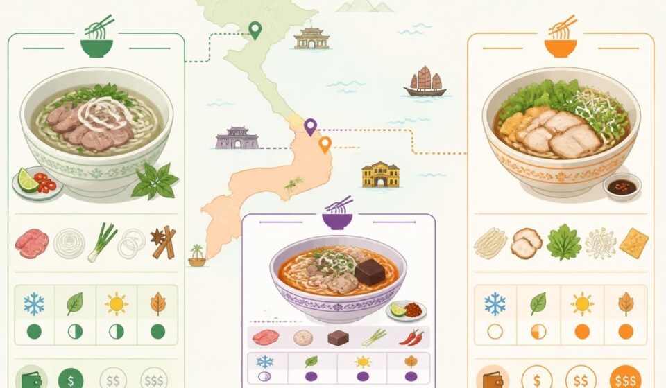 découvrez les soupes régionales du vietnam avec le phở du nord, le bún bò de huế et le cao lầu de hội an, trois spécialités emblématiques qui reflètent la richesse culinaire vietnamienne.