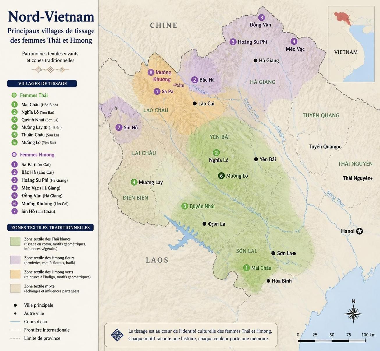 dĂ©couvrez les tissages traditionnels des femmes thĂĄi et hmong, oĂč chaque motif rĂ©vĂšle l'histoire et l'identitĂ© des clans Ă travers des crĂ©ations uniques et authentiques.