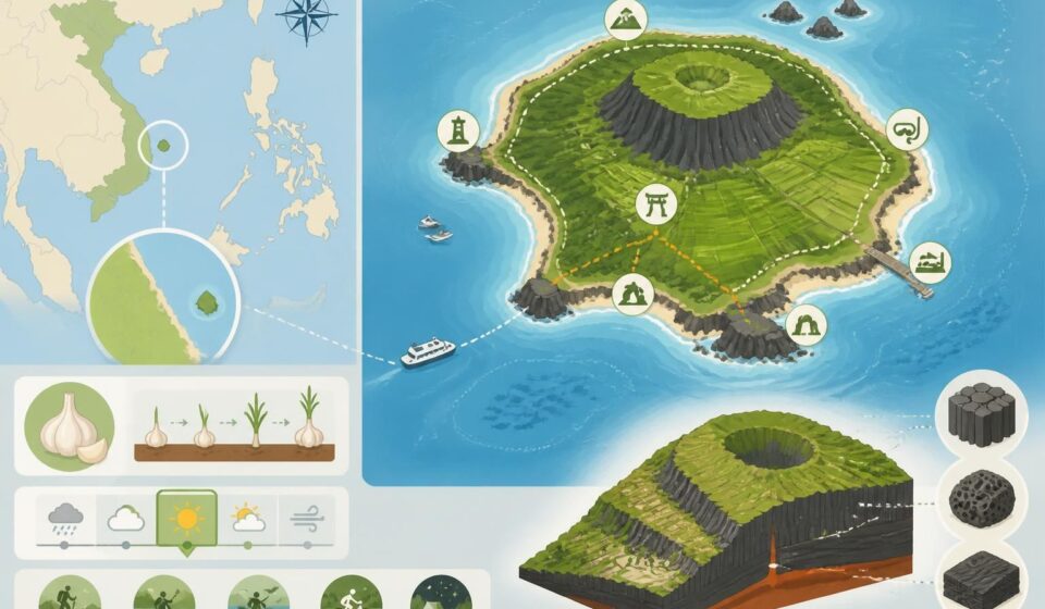découvrez l'île de lý sơn, célèbre pour sa culture unique de l'ail à quảng ngãi, ses impressionnantes falaises volcaniques et son charme authentique loin des circuits touristiques classiques.