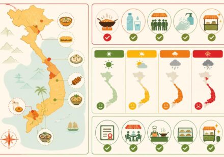 Manger dans la rue au Vietnam sans tomber malade : les règles d’or et les bons signes visuels découvrez comment savourer la street food vietnamienne en toute sécurité grâce à nos règles d'or et aux signes visuels à repérer pour éviter les risques sanitaires.