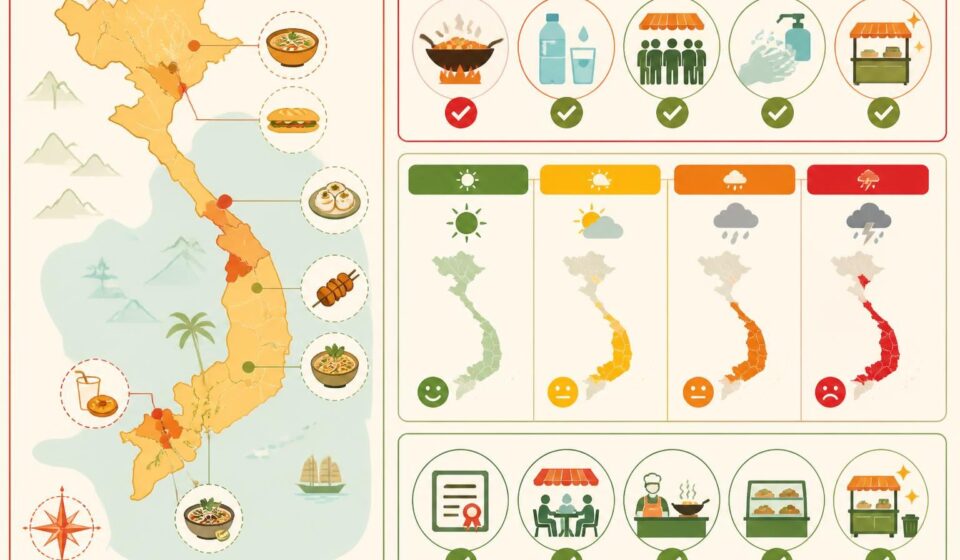 découvrez comment savourer la street food vietnamienne en toute sécurité grâce à nos règles d'or et aux signes visuels à repérer pour éviter les risques sanitaires.