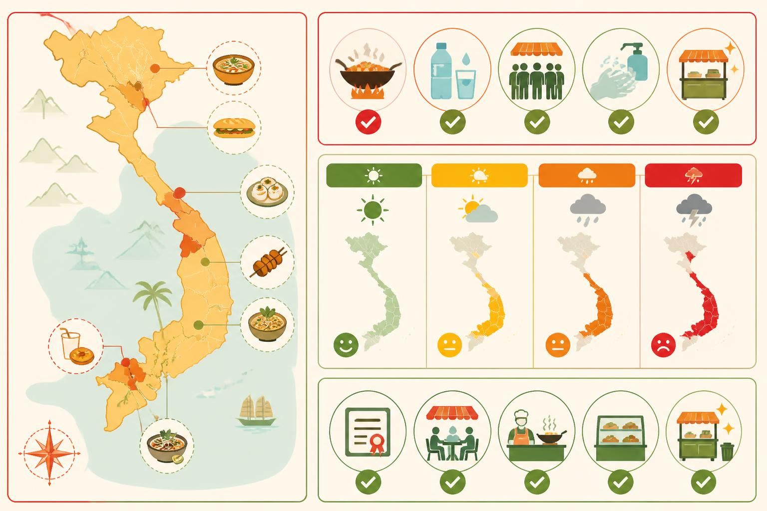 découvrez comment savourer la street food vietnamienne en toute sécurité grâce à nos règles d'or et aux signes visuels à repérer pour éviter les risques sanitaires.
