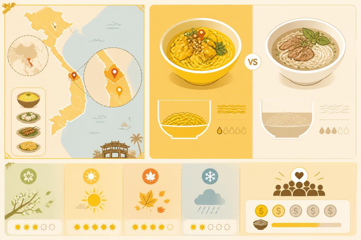 découvrez mì quảng, la soupe jaune emblématique de đà nẵng, moins liquide que la phở et très appréciée des habitants pour sa saveur unique et authentique.