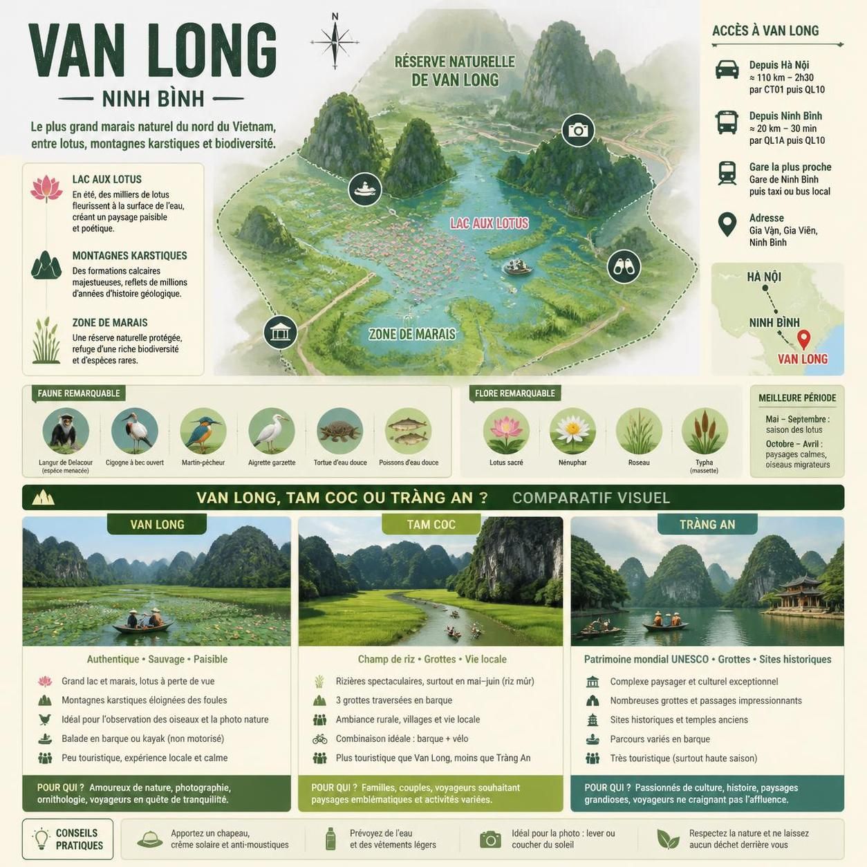 découvrez van long, le lac aux lotus de ninh binh, une alternative paisible à tam coc, loin de la foule touristique pour une expérience authentique en pleine nature.