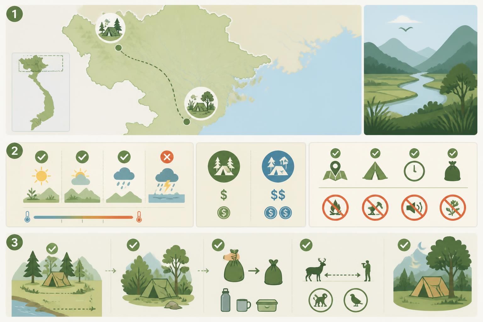 découvrez les règles légales du bivouac et camping sauvage au vietnam, notamment à van long et dans les forêts de sa pa, pour profiter en toute sécurité de la nature vietnamienne.