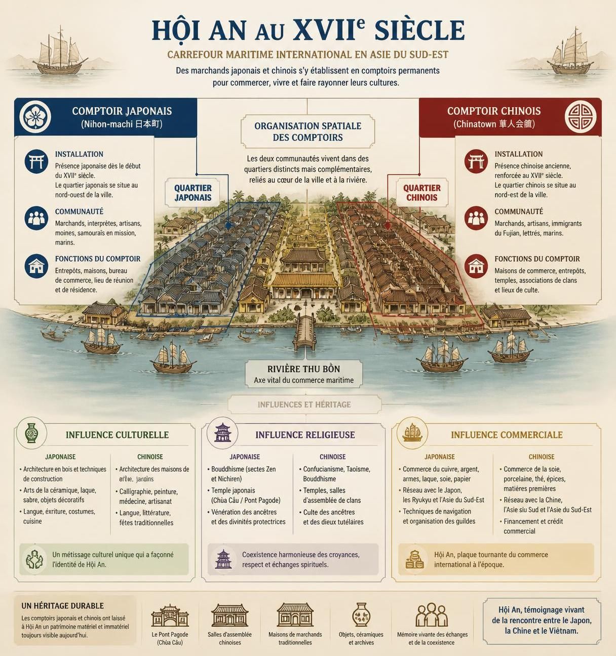 découvrez l'histoire fascinante du port marchand de hội an au xviie siècle, où les comptoirs japonais et chinois dominaient le commerce en asie, mêlant cultures et échanges florissants.