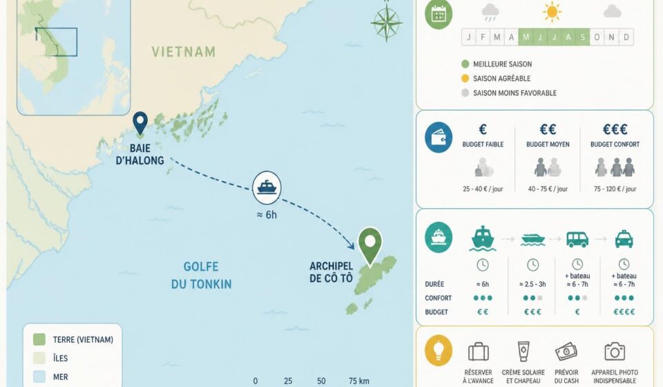 découvrez l'archipel de cô tô, un paradis méconnu du golfe du tonkin, accessible en 6 heures de bateau depuis halong. plages idylliques, nature préservée et authenticité au rendez-vous.