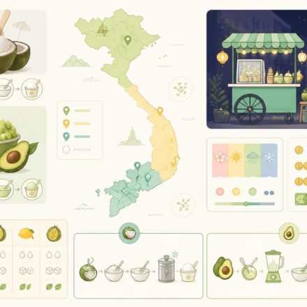 Les glaces artisanales du Vietnam : kem dừa, kem bơ et les charrettes qui font les rues de minuit découvrez les glaces artisanales uniques du vietnam, avec les saveurs emblématiques du kem dừa et du kem bơ, servies par les charrettes colorées qui animent les rues à minuit.