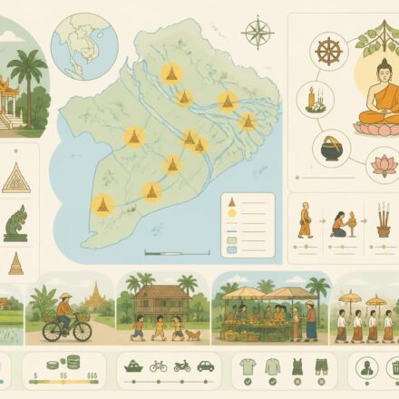 découvrez les pagodes khmères du delta du mékong, symboles du bouddhisme theravada, et plongez dans la vie paisible des villages locaux, entre traditions spirituelles et quotidien authentique.