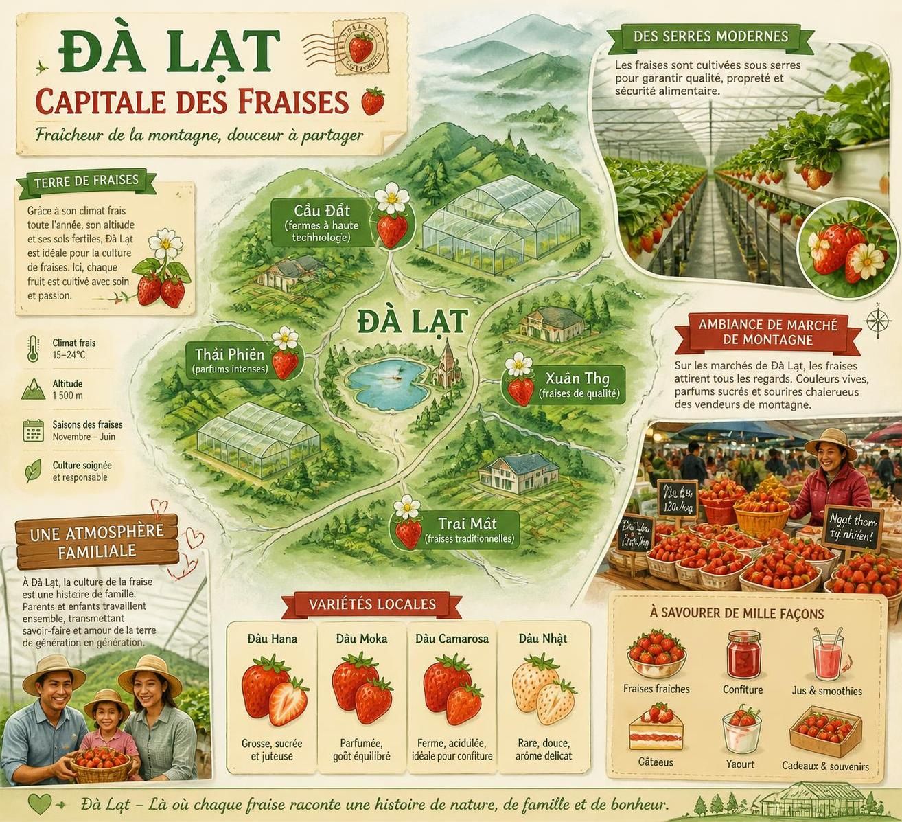 découvrez les spécialités culinaires uniques de đà lạt, avec ses artichauts frais, fraises sucrées et bánh tráng nướng savoureux, reflet d'une gastronomie d'altitude authentique.