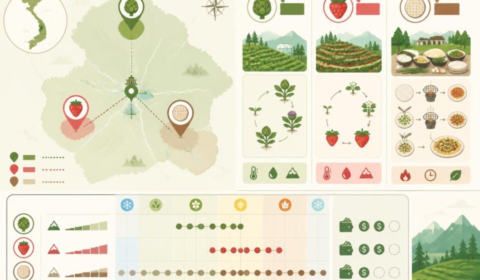 découvrez les spécialités culinaires uniques de đà lạt, entre artichauts frais, fraises sucrées et bánh tráng nướng savoureux, reflet d'une gastronomie d'altitude riche en saveurs et traditions.