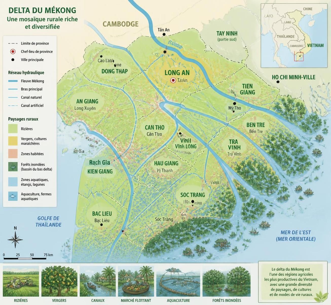 découvrez long an et les provinces sauvages du bas delta, où le mékong retrouve son aspect rural authentique, offrant paysages naturels préservés et traditions vivantes.