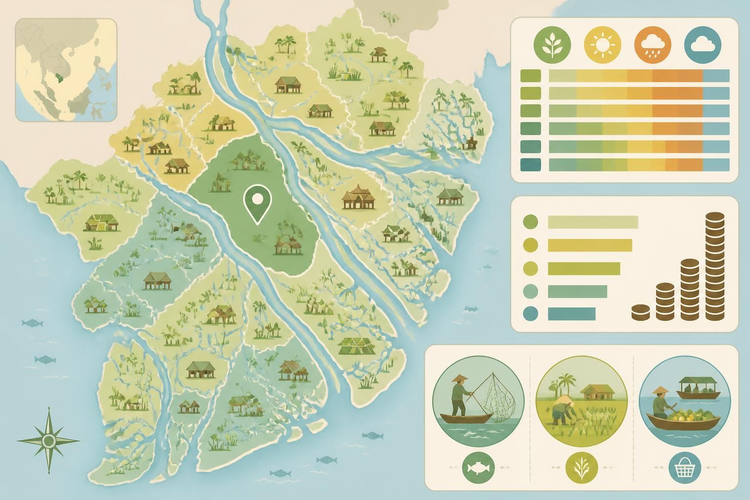 découvrez long an et les provinces sauvages du bas delta du mékong, où la vie rurale authentique reprend ses droits au cœur d'un paysage naturel préservé.