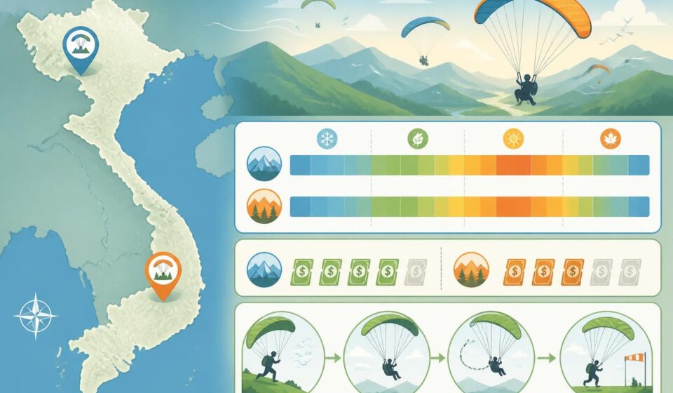 découvrez les meilleurs spots de parapente au vietnam, de đà lạt à mù căng chải, pour une expérience inoubliable au-dessus des paysages époustouflants du pays du ciel.