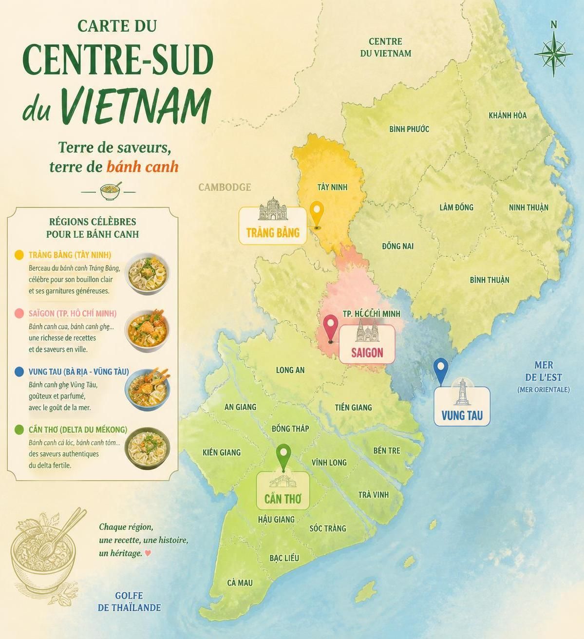 découvrez bánh canh, les grosses nouilles de tapioca typiques du centre-sud vietnamien, souvent oubliées par les voyageurs mais incontournables pour une expérience culinaire authentique.